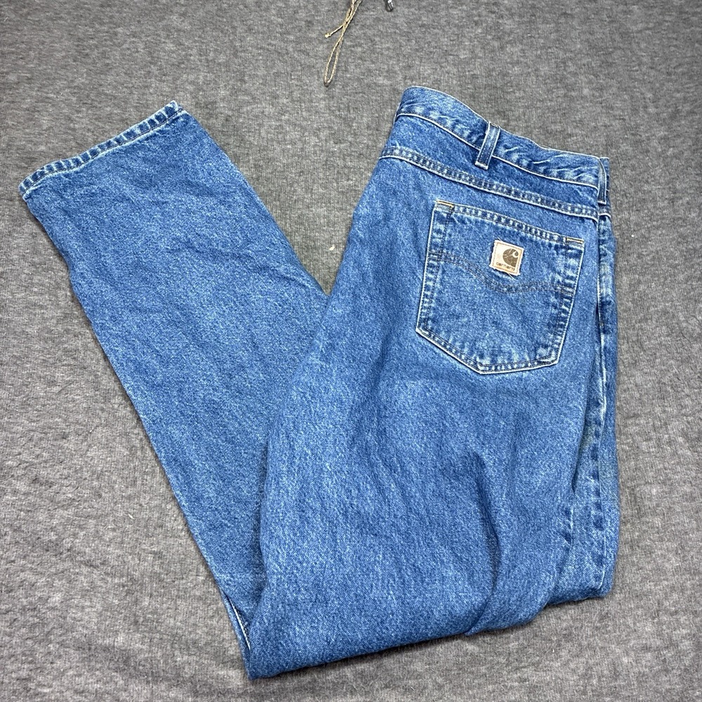 Vintage Carhartt B18 DST‎ Traditional Fit Jeans Mens 42x34 Blue Denim Workwear
